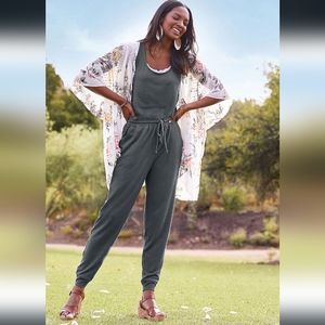 Maurices 24/7 Ribbed Jogger Drawcord Pocket Jumpsuit
